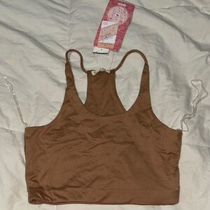 Heart Hips Tan Cropped Tank Top
